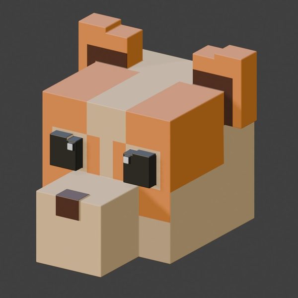 หัวจิ้งจอกสไตล์ voxel