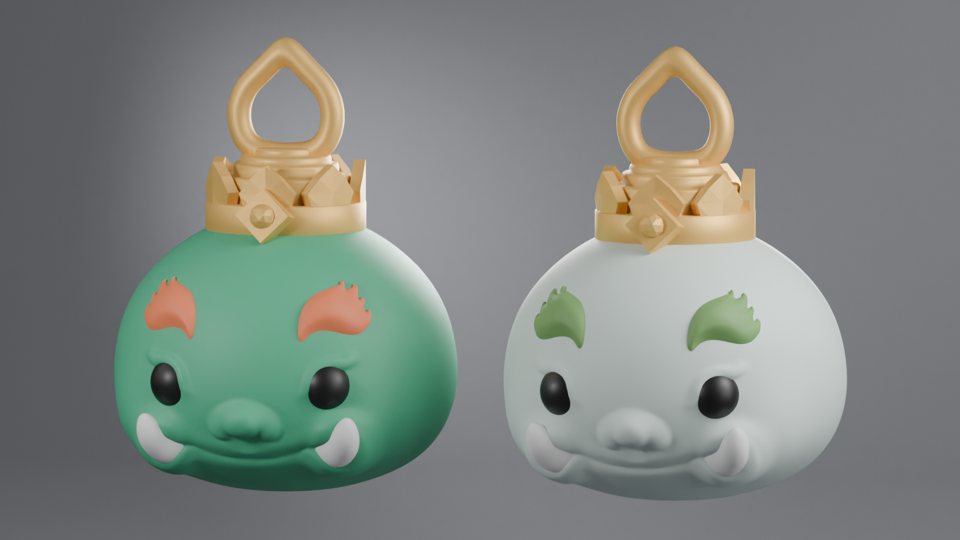 พวงกุญแจอาร์ตทอยยักษ์น้อย Yakko สองสี ปั้นใน Blender